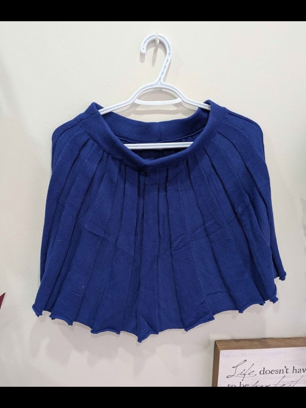 NWOT Blue Knit Pleated Skirt